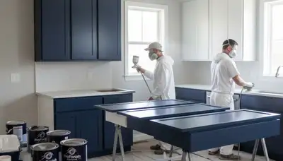 Professional kitchen cabinet painting in Providence RI by expert local painters