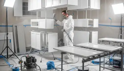 Professional cabinet painters applying smooth, durable kitchen finish in Providence, RI