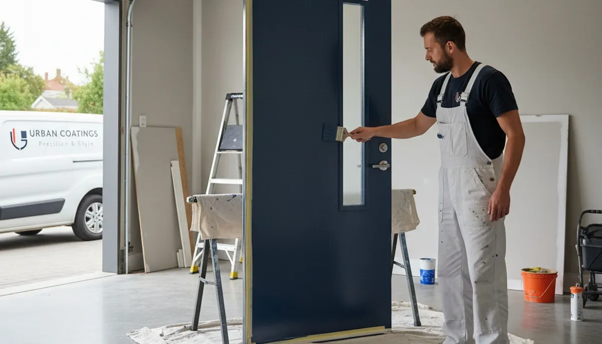 Professional door painting by expert house painters in Providence, RI enhancing curb appeal