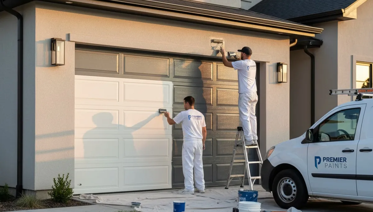 Professional garage door painting in Providence RI enhancing home exterior with durable finish
