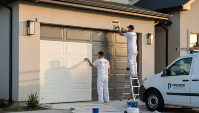 Professional garage door painting in Providence RI enhancing home exterior with durable finish