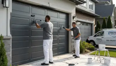 Professional garage door painting in Providence RI enhancing curb appeal with durable coastal finishes