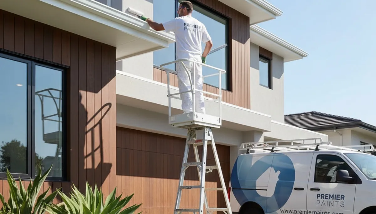 Professional gutter painting on a Providence RI home by expert house painters for lasting protection