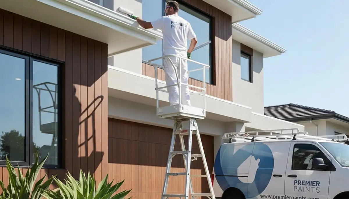 Professional gutter painting on a Providence RI home by expert house painters for lasting protection