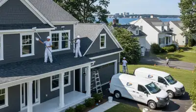 Professional house painters enhancing home exterior in Providence RI