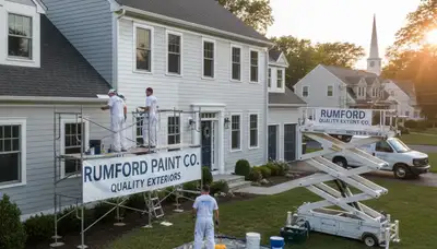 Professional house painters working on residential exterior in Providence RI