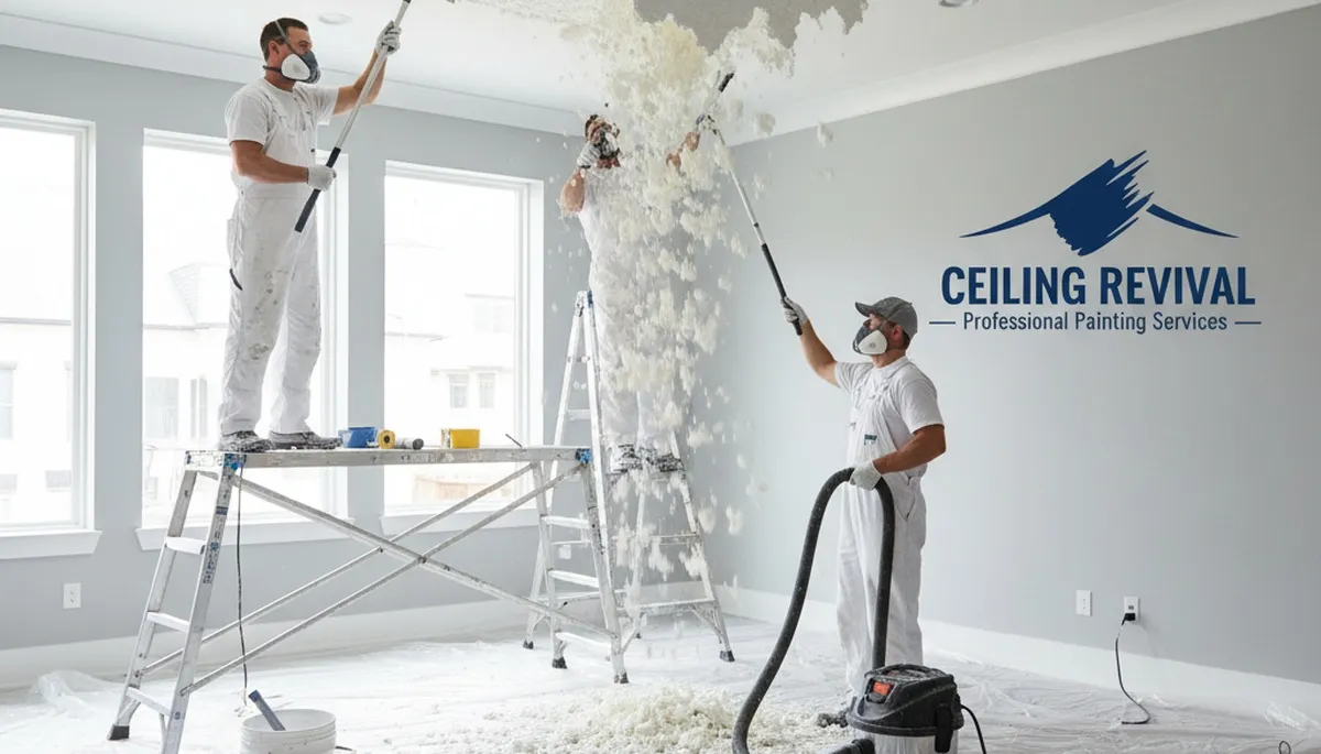 Professional popcorn ceiling removal and repainting in Providence RI home interior