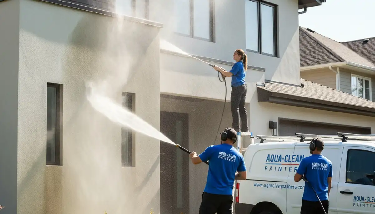 Professional pressure cleaning of historic home exterior in Providence RI removing mold and grime