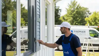 Professional shutter painting on coastal home exterior in Providence, RI by expert painters