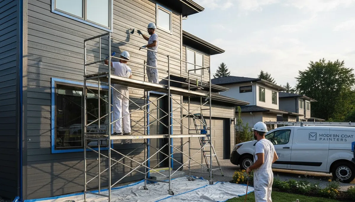 Professional siding painting on a Providence RI home by expert house painters for lasting curb appeal