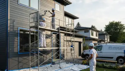 Professional siding painting on a Providence RI home by expert house painters for lasting curb appeal