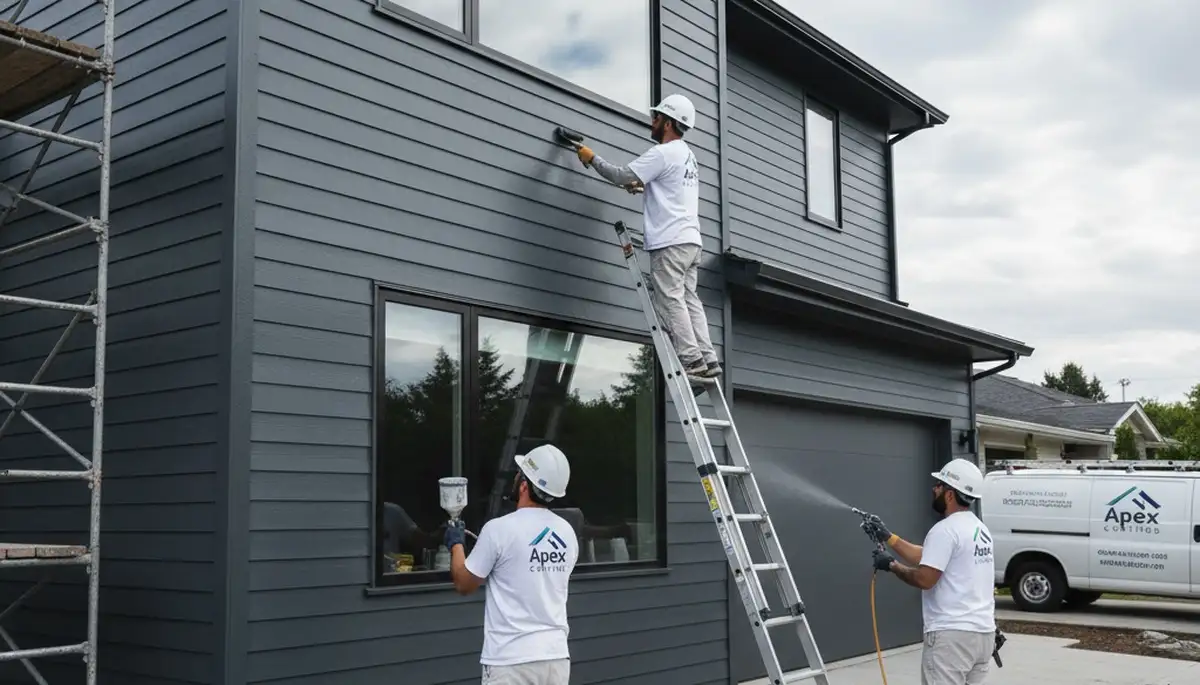 Professional siding painting on a coastal home in Providence, RI by expert house painters