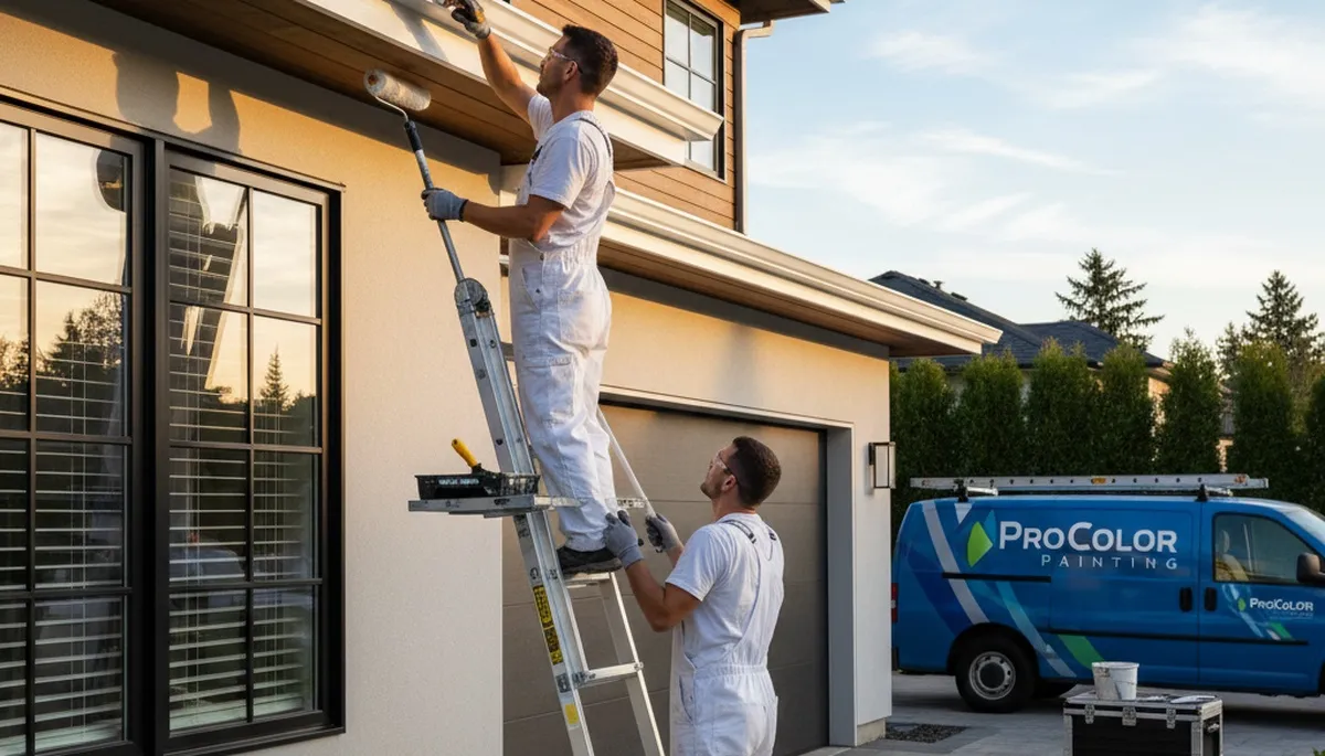 Professional trim and fascia painting on historic home in Providence RI by expert house painters