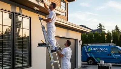 Professional trim and fascia painting on historic home in Providence RI by expert house painters