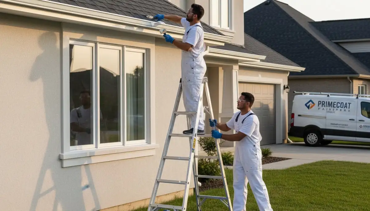 Professional trim and fascia painting on historic home in Providence RI by expert house painters