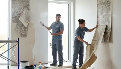 Professional wallpaper removal and wall preparation in Providence RI home by expert painters