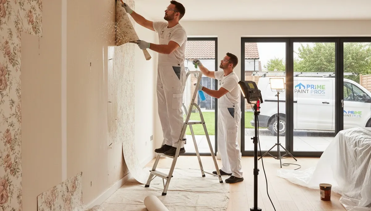 Professional wallpaper removal and wall preparation in Providence RI home by expert painting contractors
