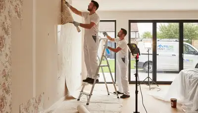 Professional wallpaper removal and wall preparation in Providence RI home by expert painting contractors